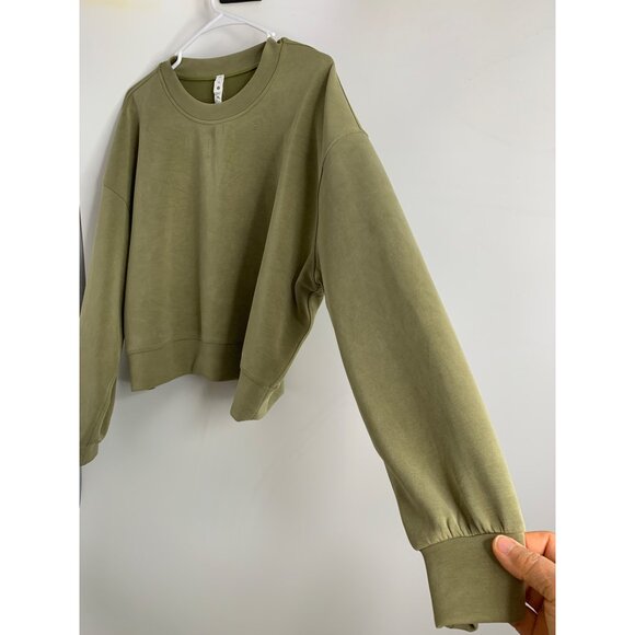 Lululemon Softstreme Perfectly Oversized Cropped Crew Size 10 7179 Army Green - Picture 7 of 15